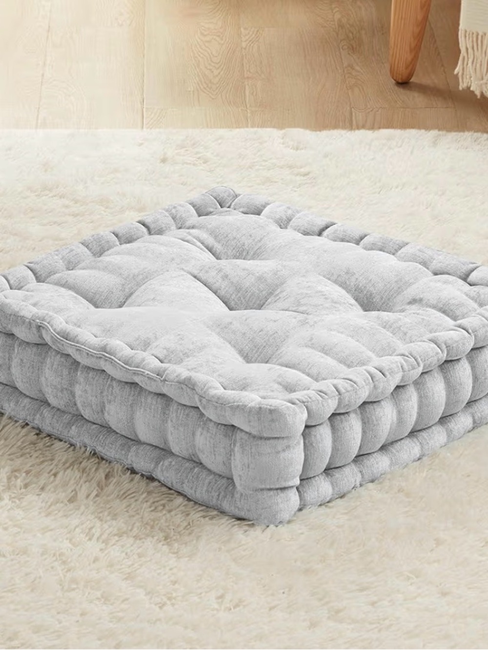 🛋️ 🆕 Codi Chenille Floor Pillow – Individual Gray Cushion | 20” x 20”